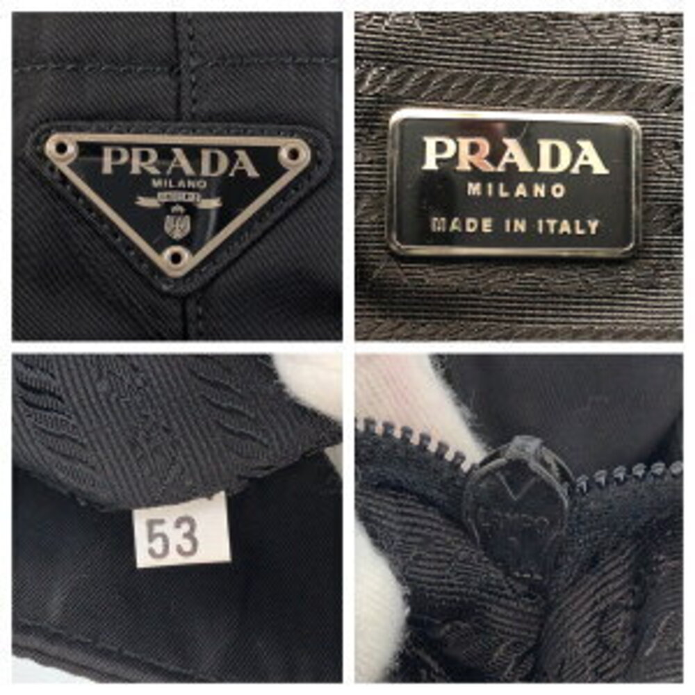 Prada triangular bag tote black Tessuto nylon shoulder logo plate - Picture 4 of 10